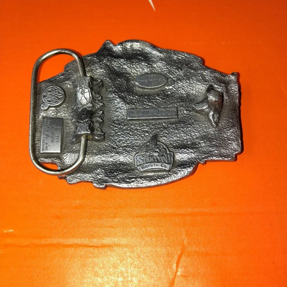 Vintage 1987 Siskiyou US Marines Belt Buckle Iwo Jima M16 Made in USA Pewter